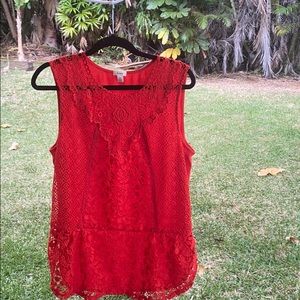 Lace red tunic